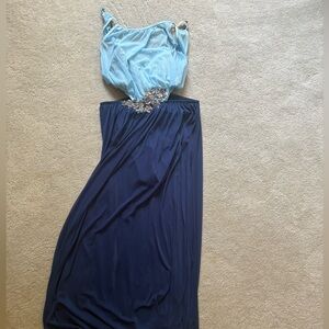 Elegant Blue and Light Blue Dance Costume with Sparkly Detailing